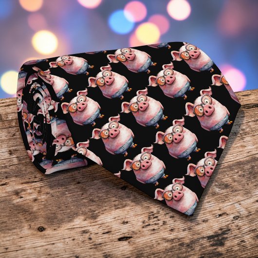Whimsical Pig Custom Necktie Tie Stropdas