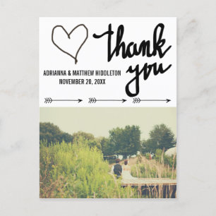 Whimsical Pijlen Hart bruiloft Dank u Foto Briefkaart