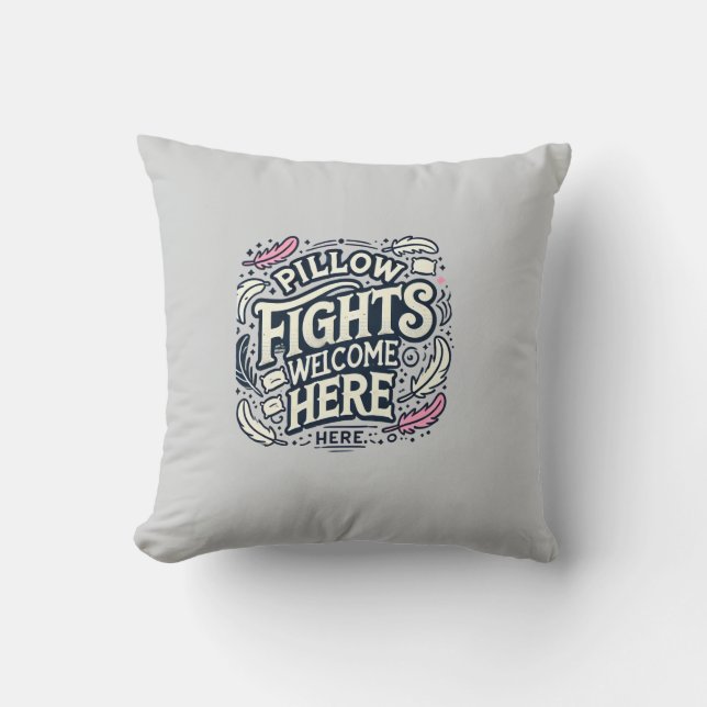 Whimsical Pillow Fights Design: zachte kleuren Kussen (Voorkant)