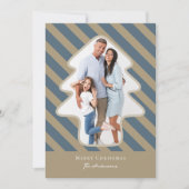 Whimsical Pine Tree Shaped Photo Merry Christmas Feestdagenkaart (Voorkant)