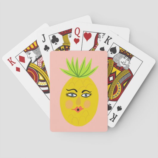 Whimsical Pineapple Funny Face CUSTOMIZE IT Pokerkaarten (Achterkant)