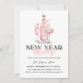 Whimsical Pink 2026 New Year Party Kaart (Voorkant)