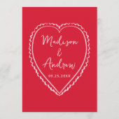 Whimsical Pink and Red Heart Wedding Menu (Achterkant)