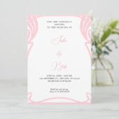 Whimsical Pink and White Art Deco Wedding Kaart (Staand voorkant)