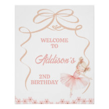 Whimsical Pink Ballerina 2e verjaardag Welkom