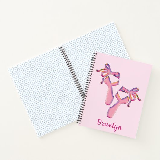 Whimsical Pink Ballet Slippers Design Notitieboek (Binnen)