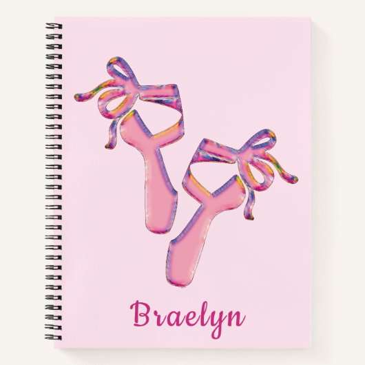 Whimsical Pink Ballet Slippers Design Notitieboek (Voorkant)
