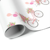 Whimsical Pink Bicycle Cadeaupapier (Rol Hoek)