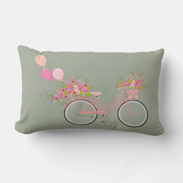 Whimsical Pink Bicycle Kussen (Voorkant)