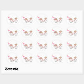 Whimsical Pink Bicycle Ronde Sticker (Vel)