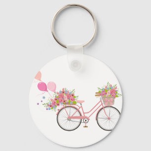 Whimsical Pink Bicycle Sleutelhanger