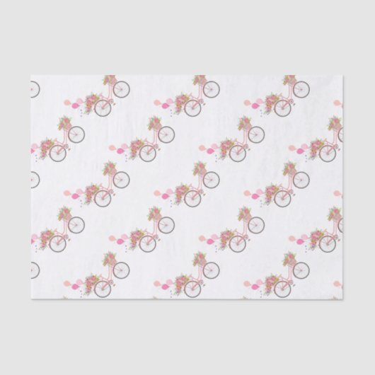 Whimsical Pink Bicycle Tissuepapier (Voorkant)