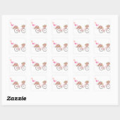 Whimsical Pink Bicycle Vierkante Sticker (Vel)