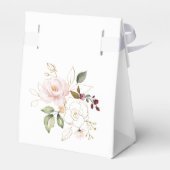 Whimsical Pink Blush Gold Flowers Monogram Baptism Bedankdoosjes (Achterkant)