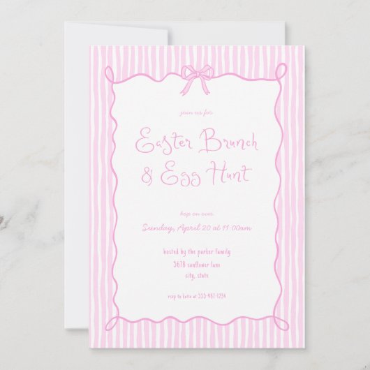 Whimsical Pink Brunch & Egg Hunt Invitation (Devant)