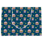 Whimsical Pink Burger en Fries Pattern Groot Cadeauzakje (Voorkant)