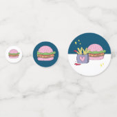 Whimsical Pink Burger en Fries Verjaardagsfeestje Confetti (Achterkanten)
