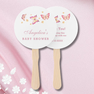 Whimsical Pink Butterfly Baby shower Bedankt Handwaaier
