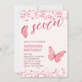 Whimsical Pink Butterfly Invitation de fête d'anni (Devant)