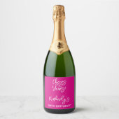 Whimsical Pink Cheers to 50 Years Birthday Sparkling Wijnetiket (Voorkant)