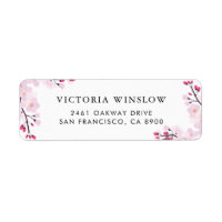 Whimsical Pink Cherry Blossom Address Label