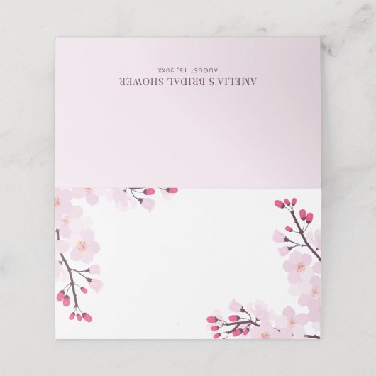 Whimsical Pink Cherry Blossom Custom Wedding (Buitenkant ongevouwen)