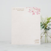 Whimsical Pink Cherry Blossom Natuur Gepersonaliseerd Briefhoofd (Staand voorkant)