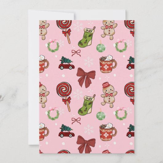 Whimsical Pink Christmas Party Invitation (Devant)