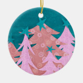 Whimsical Pink Christmas Tree Keramisch Ornament (Voorkant)