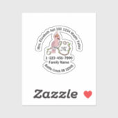 Whimsical Pink Cockatau Monogram Classic Round Sti Sticker (Vel)