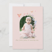 Whimsical Pink Fairy Eerste Verjaardag Bedankt Car (Achterkant)