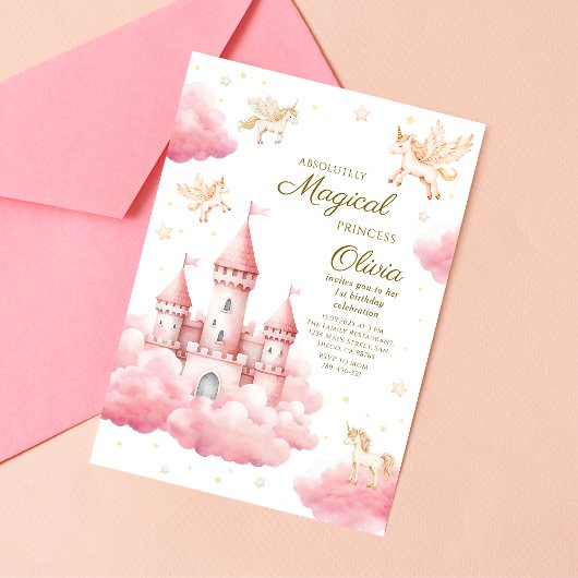 Whimsical Pink Fairytale Princess Birthday Kaart