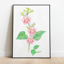 Whimsical Pink Fantasy Flowers Buds Waterverf