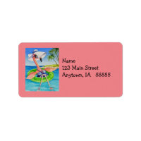 Whimsical Pink Flamingo No. 3 Waterverf Art