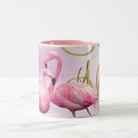 Whimsical Pink Flamingos Mok (Center)