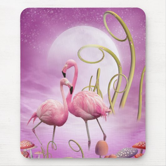 Whimsical Pink Flamingos Mousepad Muismat (Voorkant)