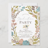 Whimsical Pink Floral Afstuderen Kaart (Voorkant)