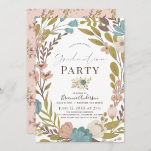 Whimsical Pink Floral Afstuderen Kaart