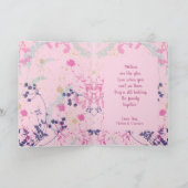 Whimsical Pink Floral Moederdag Feestdagen Kaart (Binnen)