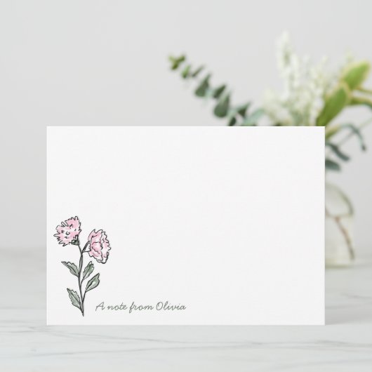Whimsical Pink Floral Personalized Stationery Bedankkaart (Staand voorkant)