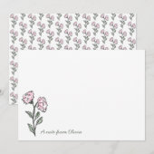 Whimsical Pink Floral Personalized Stationery Bedankkaart (Voorkant / Achterkant)