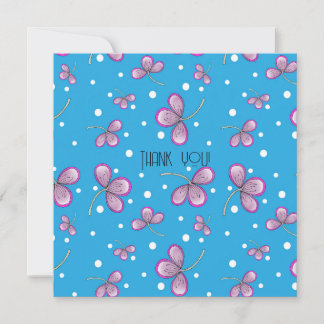 Whimsical Pink Flower Bedankt briefkaart