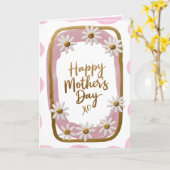 Whimsical Pink Gold & White Daisy Moederdag Kaart (Gele Bloem)
