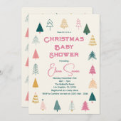 Whimsical Pink & Green Christmas Tree Baby Shower (Voorkant / Achterkant)