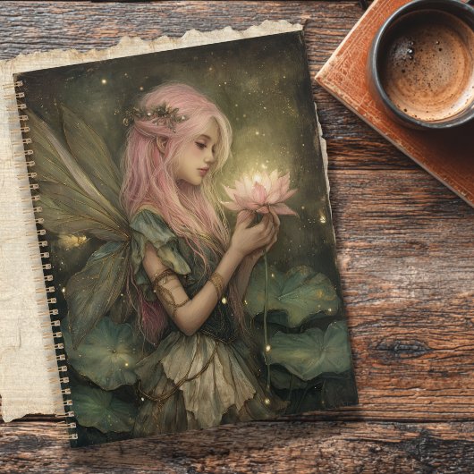 Whimsical Pink-Haired Fairy and Lotus Flower Planner