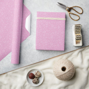 Whimsical Pink Holiday Tree Joy Cadeaupapier