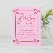 Whimsical Pink Klaar voor Pop Baby shower Uitnodig Kaart (Staand voorkant)