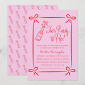 Whimsical Pink Klaar voor Pop Baby shower Uitnodig Kaart (Voorkant / Achterkant)