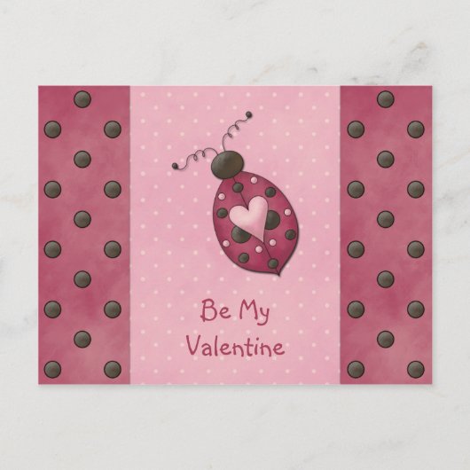 Whimsical Pink Ladybug Valentijns Briefkaart (Voorkant)