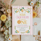 Whimsical Pink Lemon Main Squeeze 1e verjaardag Kaart
